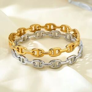 Trendy Gold Silver Link Bracelets Set